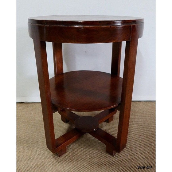 Image 1 of Vintage Art Deco solid teak pedestal table, 1930