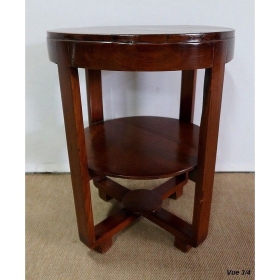 Image 1 of Vintage Art Deco solid teak pedestal table, 1930