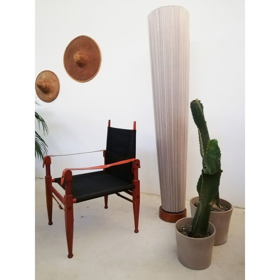 Image 1 of Lampada da terra vintage italiana in tessuto e legno, anni '60