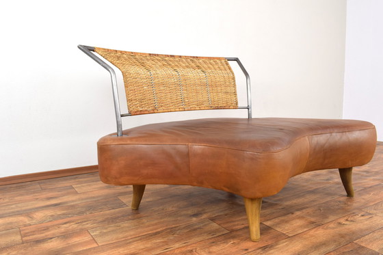 Image 1 of Brutalist Italian Leather Sofa, 1980S.