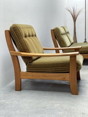 Vintage armchair & 2-seater set mohair green