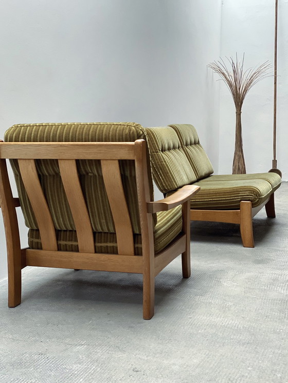 Image 1 of Vintage armchair & 2-seater set mohair green