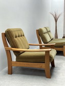 Vintage armchair & 2-seater set mohair green