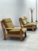 Vintage armchair & 2-seater set mohair green