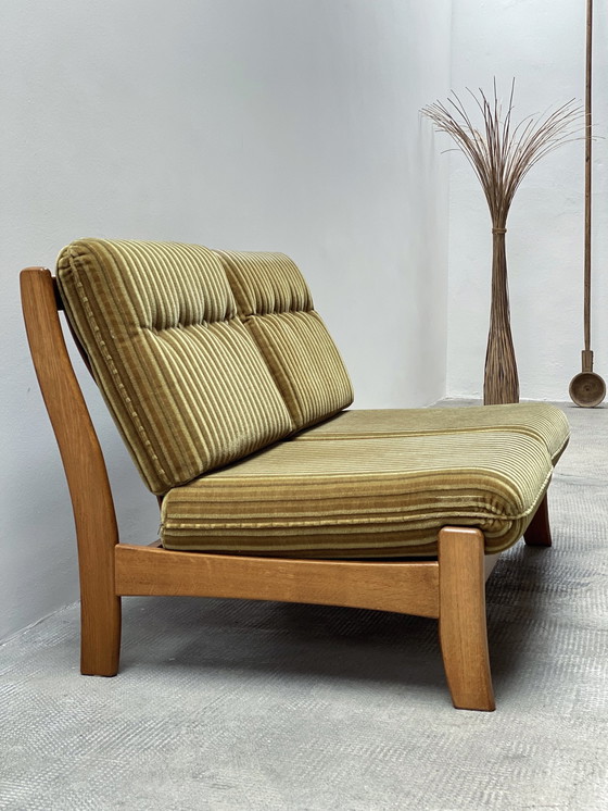 Image 1 of Vintage armchair & 2-seater set mohair green