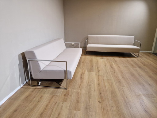 2x Walter Knoll Sen 610-30 Ensemble canapé 3 places crème Tissu design