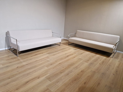 2x Walter Knoll Sen 610-30 Ensemble canapé 3 places crème Tissu design