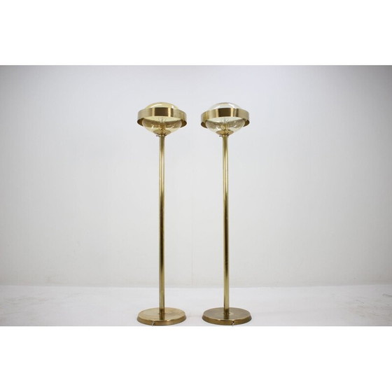 Image 1 of Pair of vintage UFO floorlamps for Kamenicky Senov in glass and brass 1970s