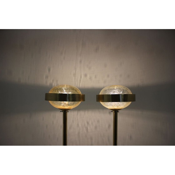 Image 1 of Pair of vintage UFO floorlamps for Kamenicky Senov in glass and brass 1970s