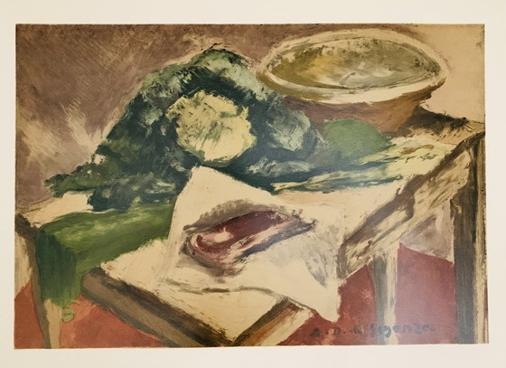 Image 1 of André Dunoyer De Segonzac: "Still Life, The Cabbage, 1930". Signed In the Plate.