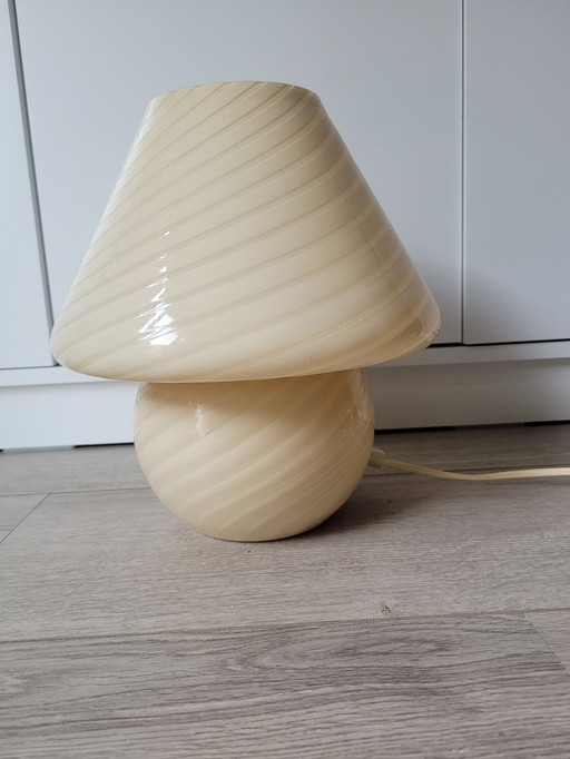 Lampe champignon vintage en verre Swirl beige