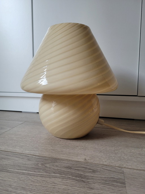 Lampe champignon vintage en verre Swirl beige