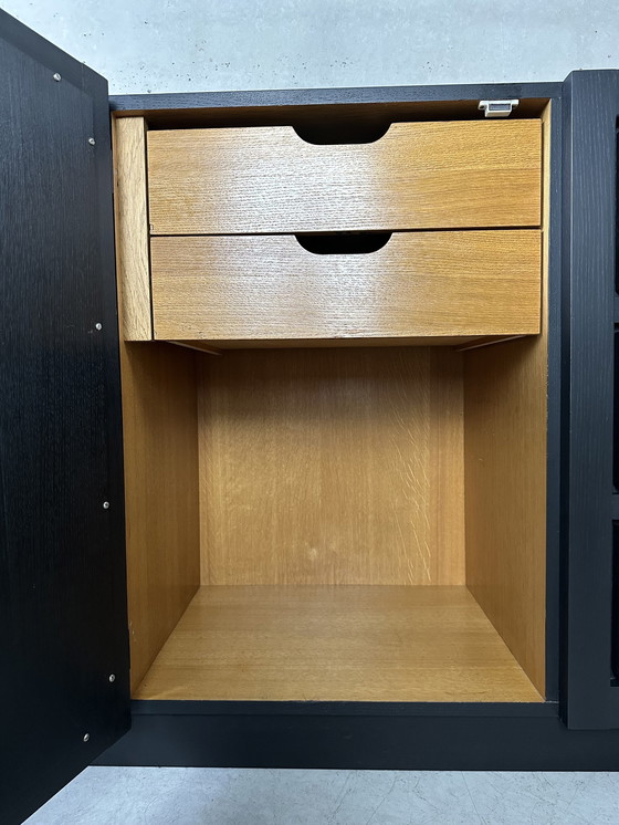 Image 1 of Brutalist Black Stained Oak 5 Doors Sideboard / Credenza