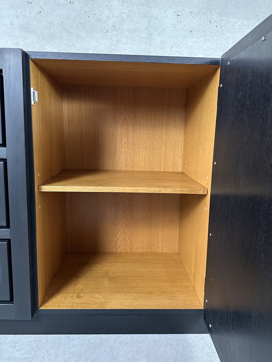 Image 1 of Brutalist Black Stained Oak 5 Doors Sideboard / Credenza