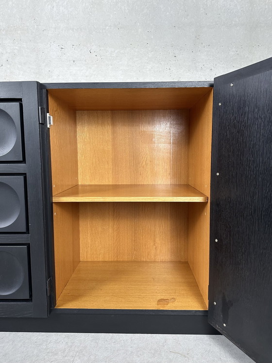 Image 1 of Brutalist Black Stained Oak 5 Doors Sideboard / Credenza