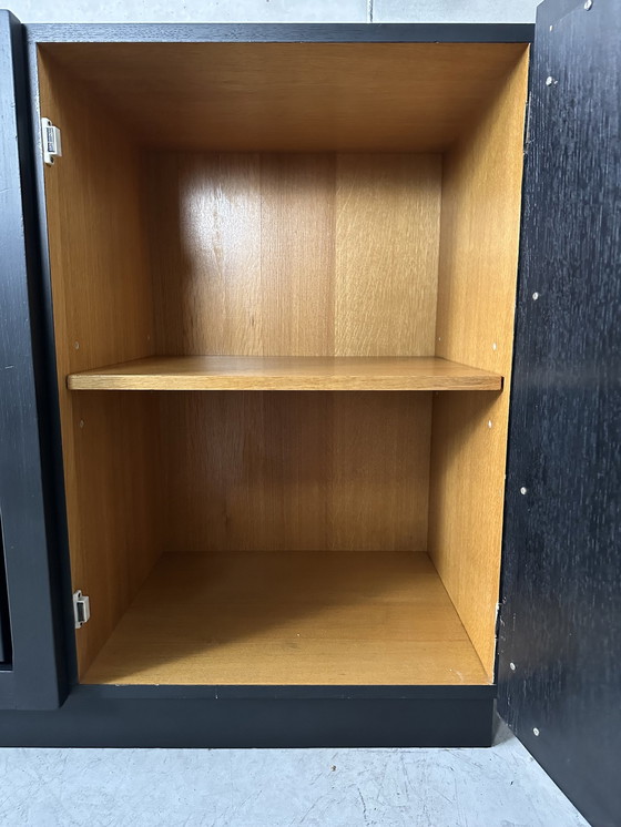 Image 1 of Brutalist Black Stained Oak 5 Doors Sideboard / Credenza