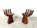 2x Vintage teak hand shaped chairs, 1970s