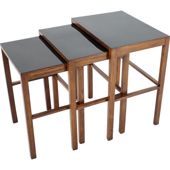Image 1 of Set of 3 vintage H-50 nesting tables by Jindrich Halabala, Bauhaus, 1930
