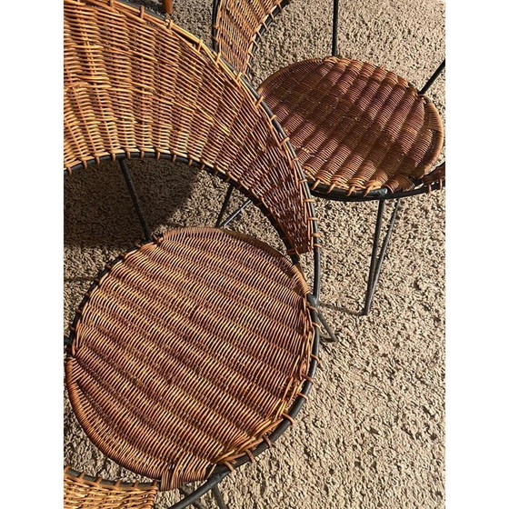 Image 1 of Set da soggiorno vintage in vimini di Raoul Guys, anni '50