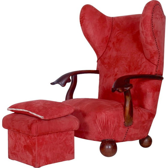 Image 1 of Extraordinary Vintage Red Armchair - 1930s