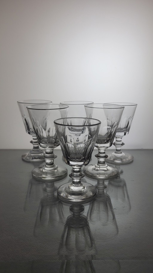 6 Cristal Baccarat Wine Glasses (Caton) Xixth Century