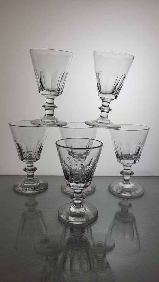 6 Cristal Baccarat Wine Glasses (Caton) Xixth Century