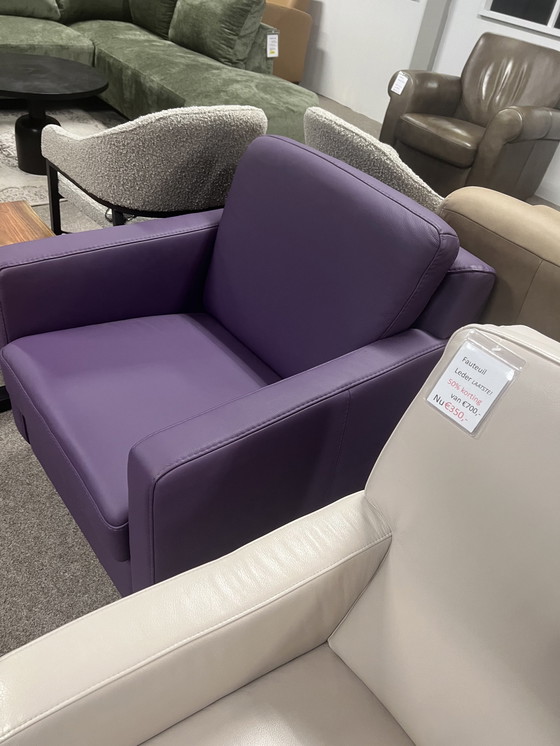 Image 1 of Stylish Purple Leather Armchair