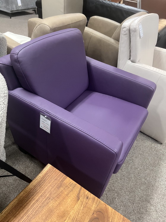 Image 1 of Stylish Purple Leather Armchair