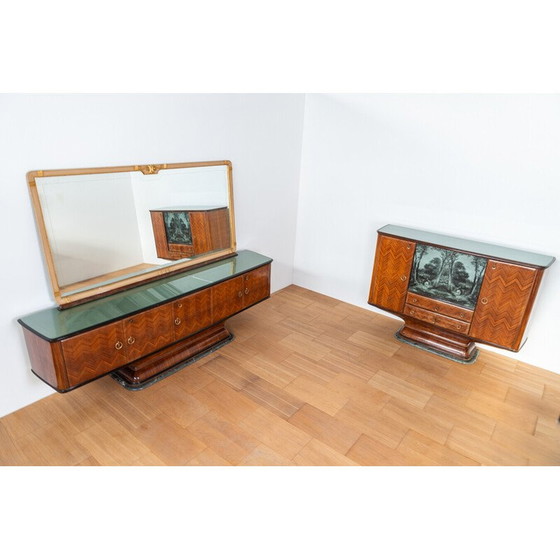 Image 1 of Pair of vintage rosewood lowboards, Italy 1950