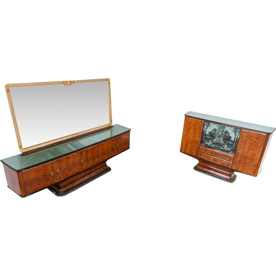 Image 1 of Pair of vintage rosewood lowboards, Italy 1950