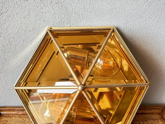 Image 1 of Vintage smoked glass lamp