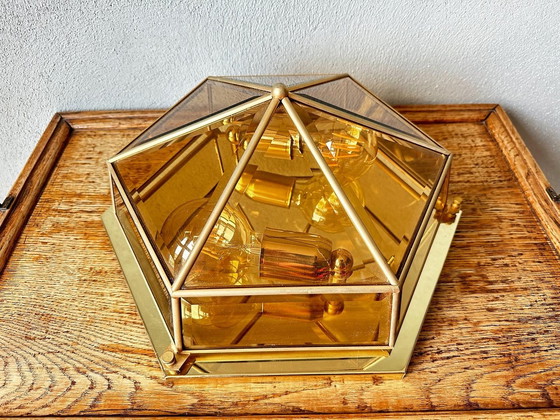 Image 1 of Vintage smoked glass lamp