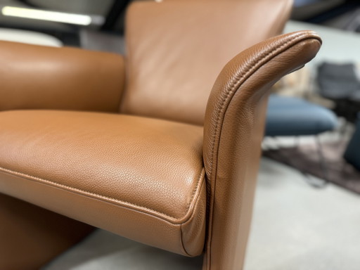 Jori Aqua armchair with Hocker Brown leather