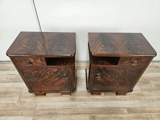 Image 1 of Art Decò Nightstands In Briar And Maple