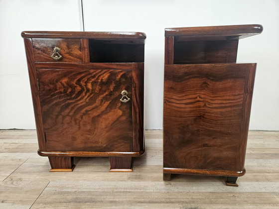 Image 1 of Art Decò Nightstands In Briar And Maple