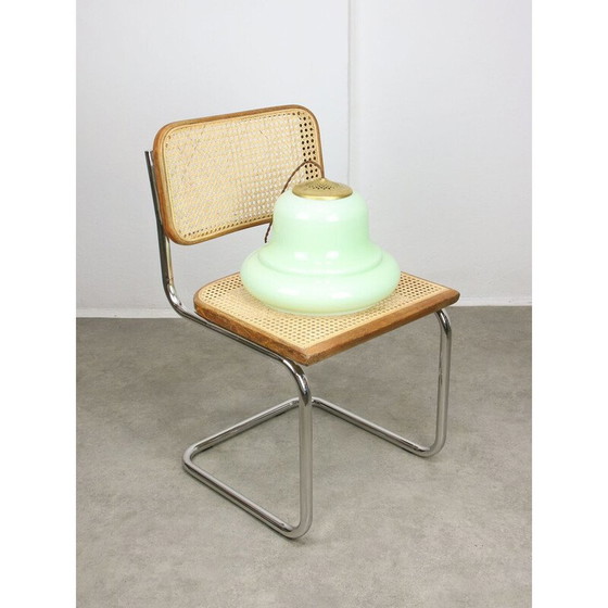 Image 1 of Vintage pendant lamp in brass and green glass, Italy 1960