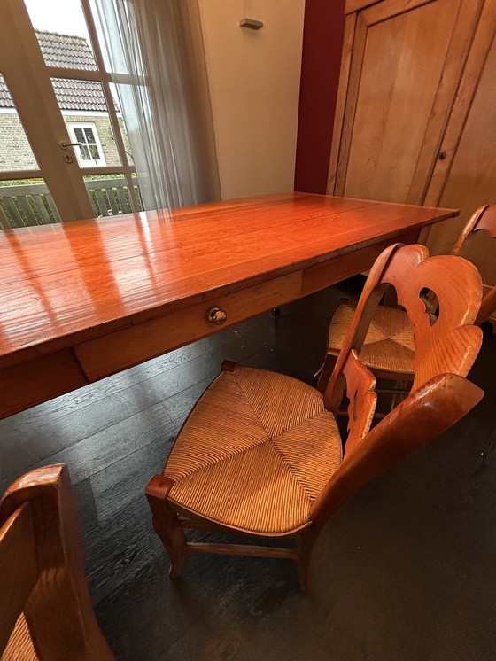 Image 1 of Cherry Dining Table With 6 French Chairs