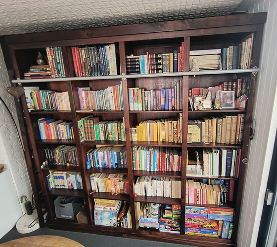 Image 1 of Handmade mahogany bookcase with ladder