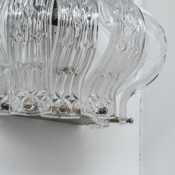 Image 1 of Pair of vintage glass and metal wall lamp, Italy 1970