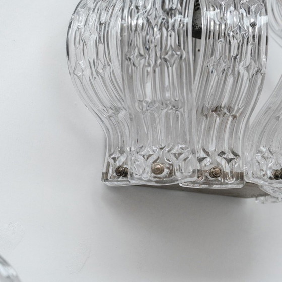 Image 1 of Pair of vintage glass and metal wall lamp, Italy 1970