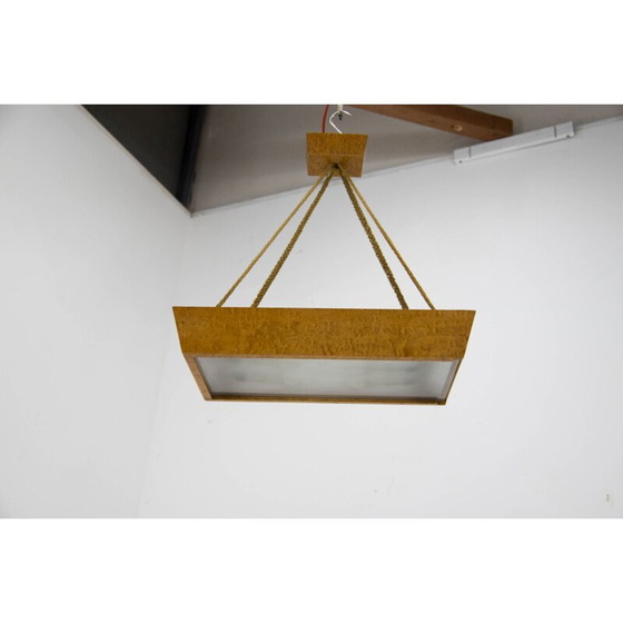 Image 1 of Mid-century wood and glass chandelier by Krasna Jizba, 1950s