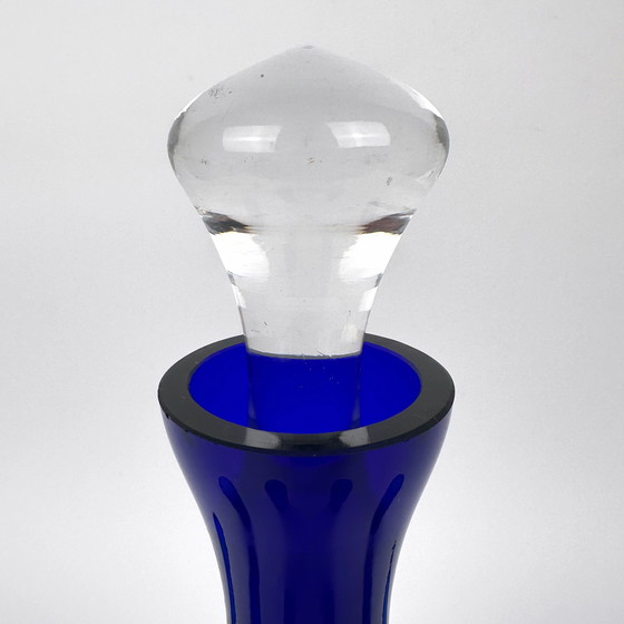 Image 1 of Ensemble eau-de-vie / liqueur de Bohème bleu cobalt des années 1960