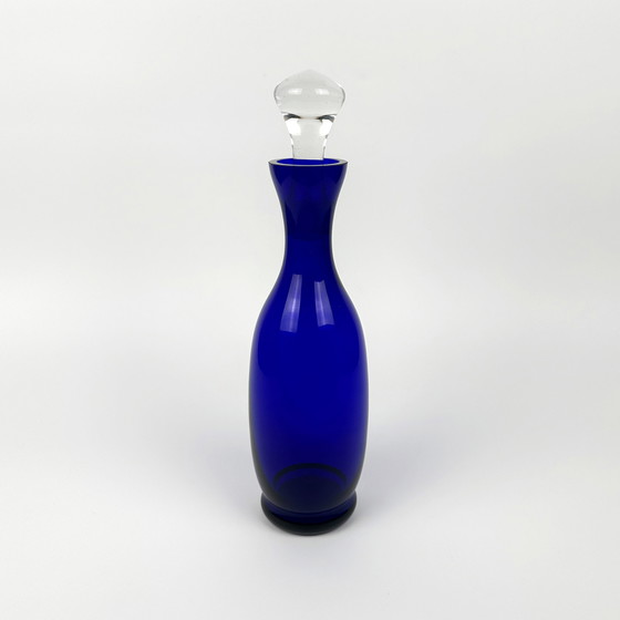 Image 1 of Ensemble eau-de-vie / liqueur de Bohème bleu cobalt des années 1960