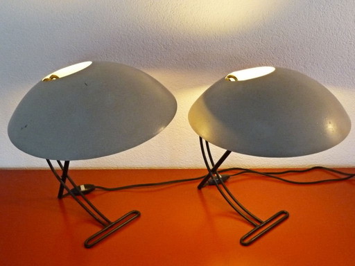 2X Philips Louis Kalff Nb100 Vintage Desk Lamps Set