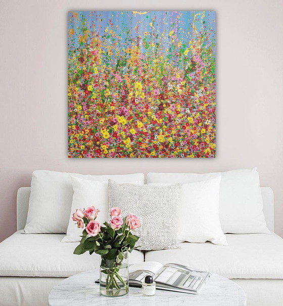 Image 1 of Abstract Flower Painting On Canvas "Flower Festival" By Valentina Pufe