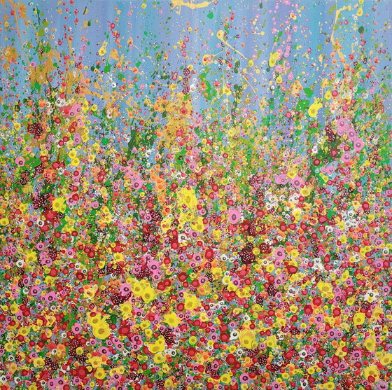 Image 1 of Abstract Flower Painting On Canvas "Flower Festival" By Valentina Pufe