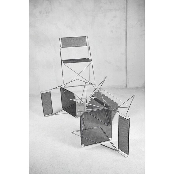 Image 1 of Set of 4 vintage "X-line" chairs in metal by Niels Jørgen Haugesen for Hybodan, 1977