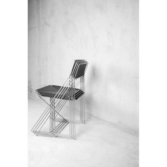 Image 1 of Set of 4 vintage "X-line" chairs in metal by Niels Jørgen Haugesen for Hybodan, 1977