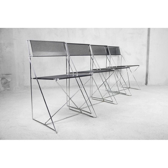 Image 1 of Set of 4 vintage "X-line" chairs in metal by Niels Jørgen Haugesen for Hybodan, 1977