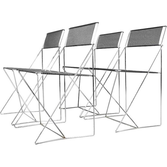 Image 1 of Set of 4 vintage "X-line" chairs in metal by Niels Jørgen Haugesen for Hybodan, 1977